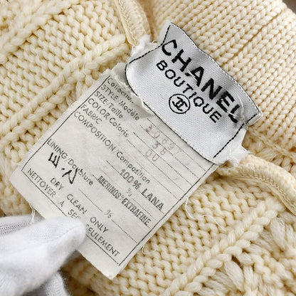 Chanel cable-knit wool long cardigan #38