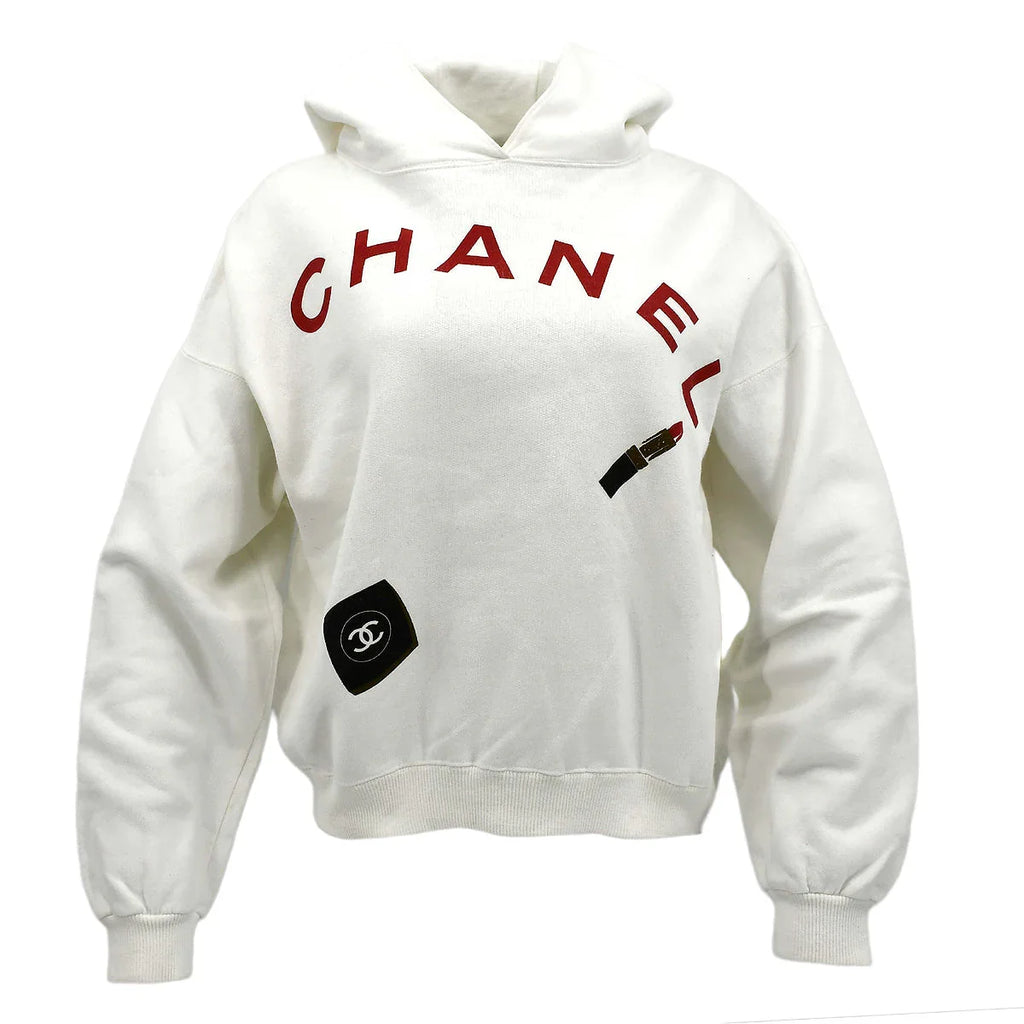 White Chanel Sweater With Red Logo Chanel Red Shop Sweatshirt