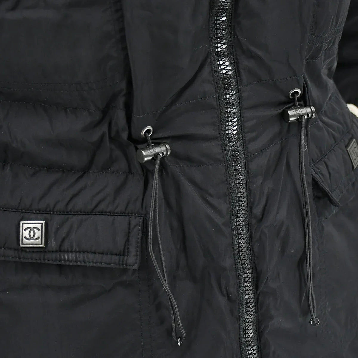 Chanel Sport Line Zip Up Hoodie Jacket Black 07A #38