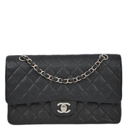 Chanel 2000-2001 Black Caviar Medium Classic Double Flap Shoulder Bag