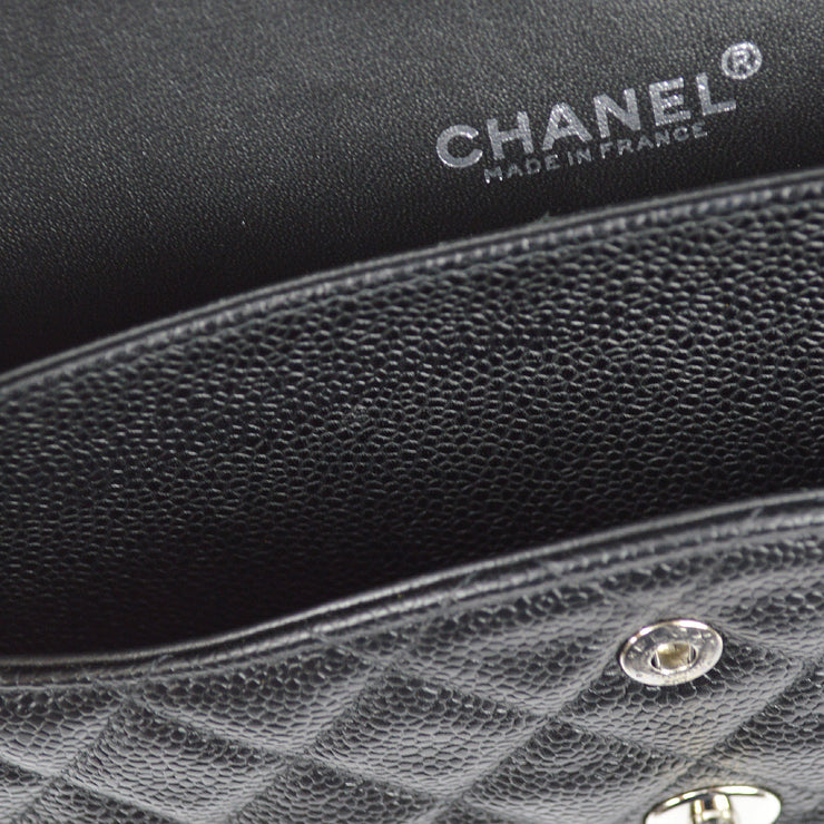Chanel 2000-2001 Black Caviar Medium Classic Double Flap Shoulder Bag