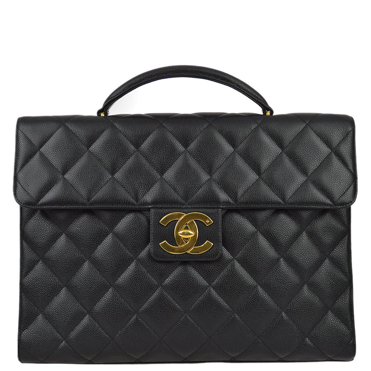 Chanel 1991-1994 Black Caviar Briefcase