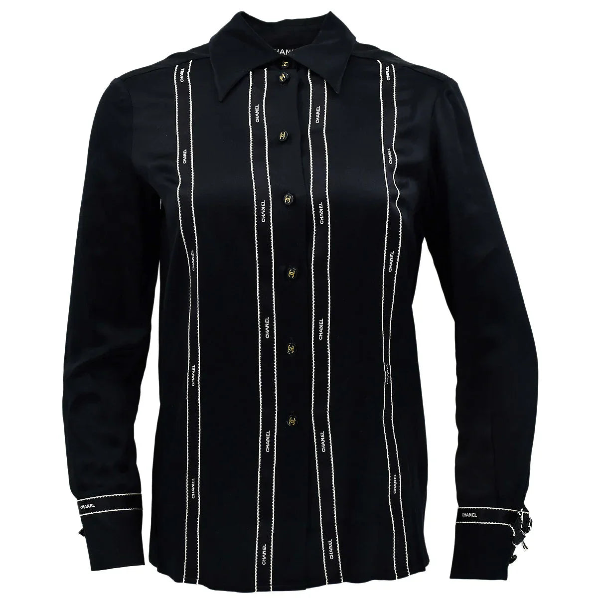 Chanel Fall 1994 logo-print silk shirt #36