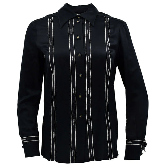 Chanel Fall 1994 logo-print silk shirt #36