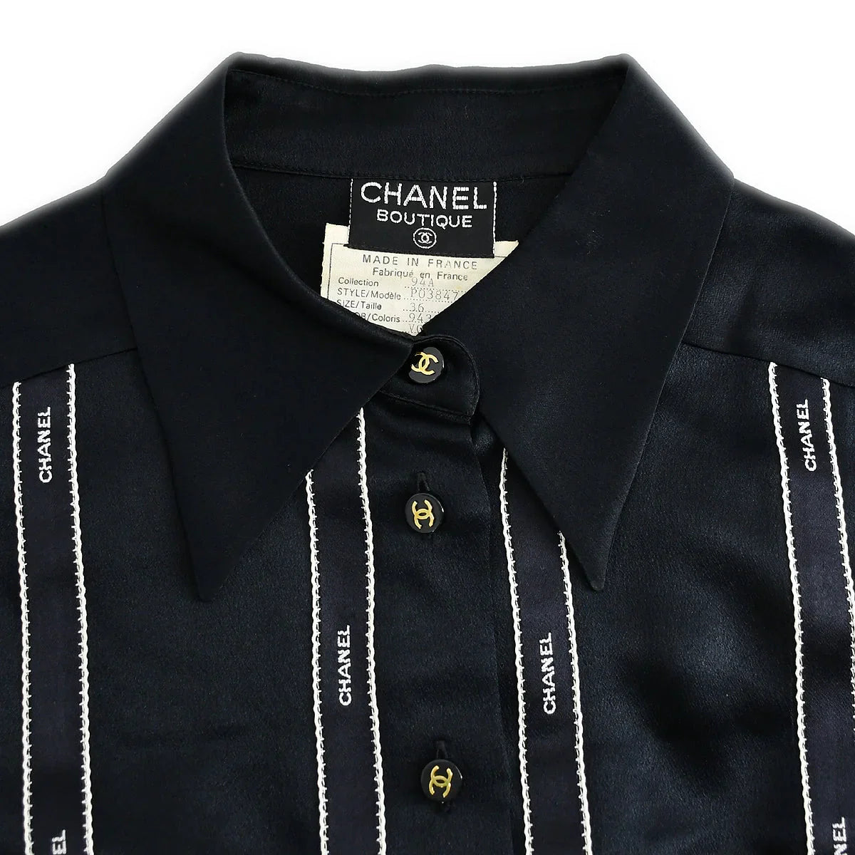 Chanel Fall 1994 logo-print silk shirt #36