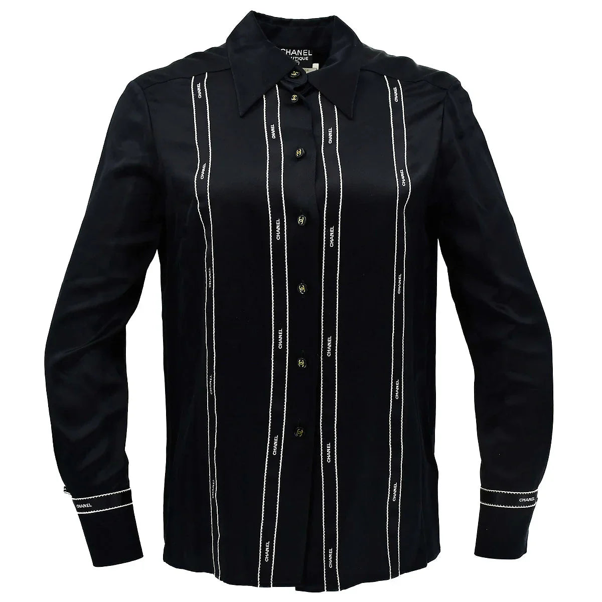Chanel Blouse Shirt Black 94A #38