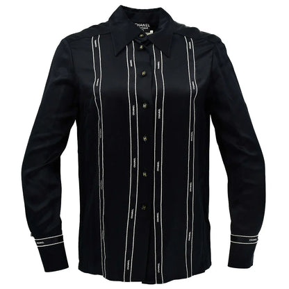 Chanel Blouse Shirt Black 94A #38
