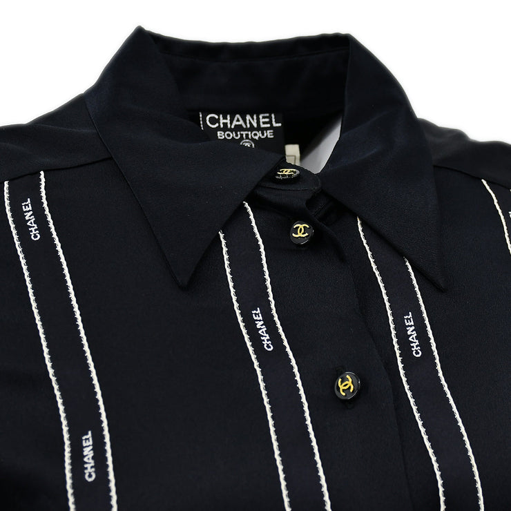 Chanel Blouse Shirt Black 94A #38