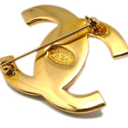 Chanel 1996 Crystal & Gold CC Turnlock Brooch Small