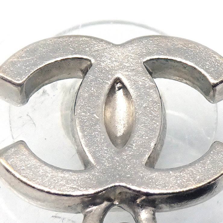 Chanel Piercing Dangle Earrings Silver 10A