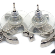 Chanel Piercing Dangle Earrings Silver 10A