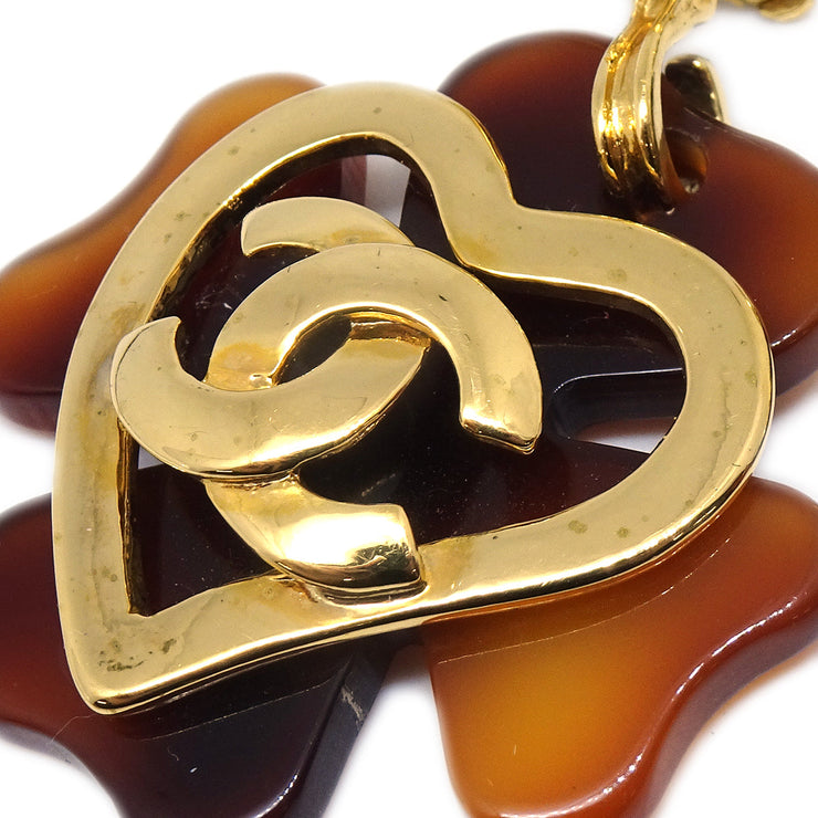 Chanel 1995 Faux Tortoiseshell Heart CC Dangle Earrings