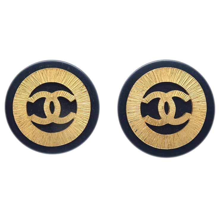 Chanel 1993 Black & Gold Earrings