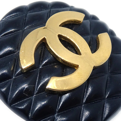 Chanel Quilted Black & Gold Earrings