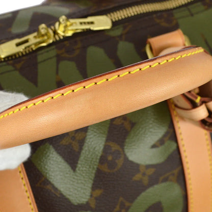 Louis Vuitton 2001 Khaki Monogram Graffiti Keepall 50 Duffle Bag M92196