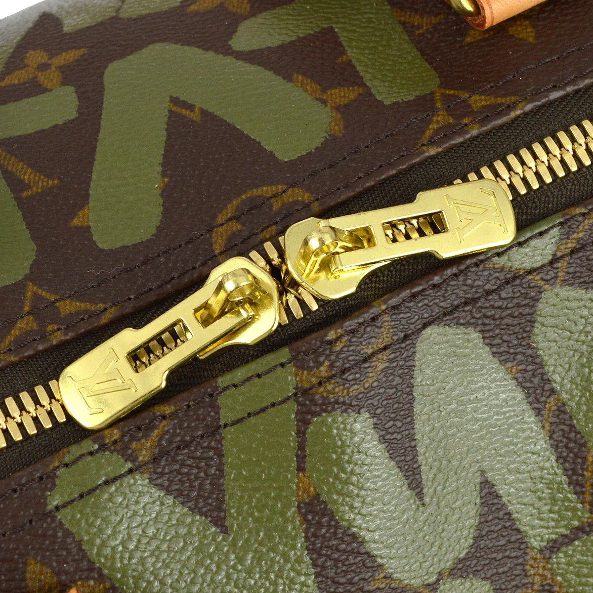 Louis Vuitton 2001 Khaki Monogram Graffiti Keepall 50 Duffle Bag M92196