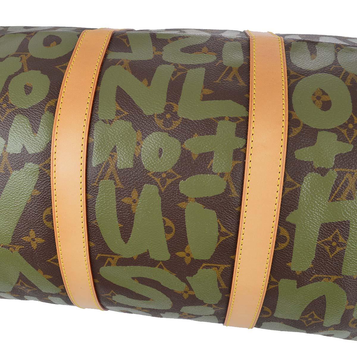 Louis Vuitton 2001 Khaki Monogram Graffiti Keepall 50 Duffle Bag M92196