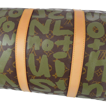 Louis Vuitton 2001 Khaki Monogram Graffiti Keepall 50 Duffle Bag M92196