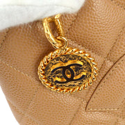 Chanel 2001-2003 Beige Caviar Medallion Tote Handbag