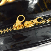 Chanel 1994-1996 Black Patent Leather Round Vanity Handbag