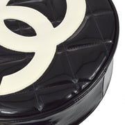 Chanel 1994-1996 Black Patent Leather Round Vanity Handbag