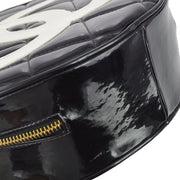 Chanel 1994-1996 Black Patent Leather Round Vanity Handbag