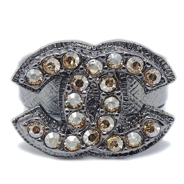 Chanel Ring Rhinestone Silver #13 08C