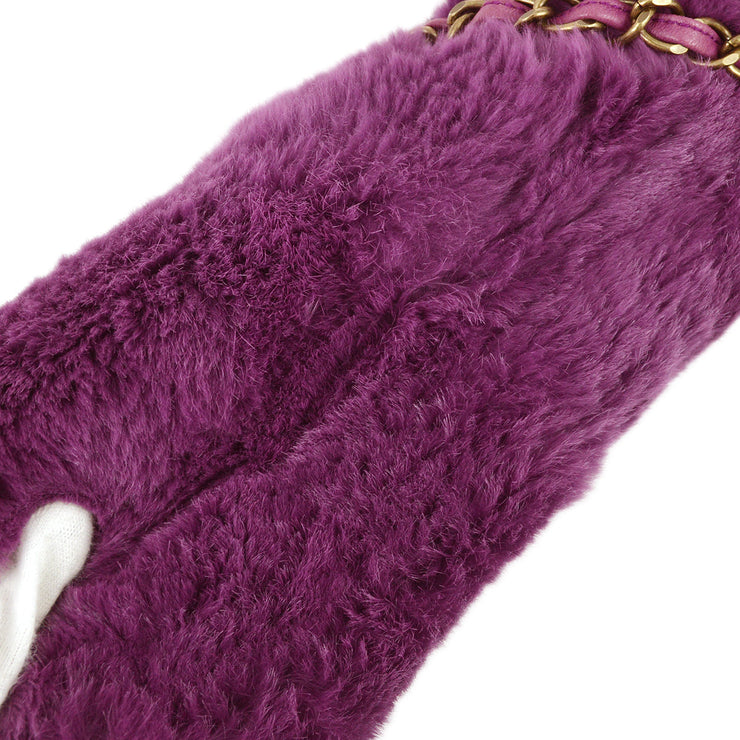 Chanel 2000-2001 Purple Fur Chain Shoulder Bag