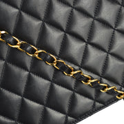 Chanel 2003-2004 Black Lambskin Turnlock Medium Half Flap Shoulder Bag