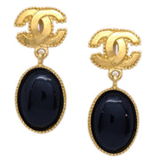 Chanel Gripoix Dangle Earrings Clip-On Gold Black 96A