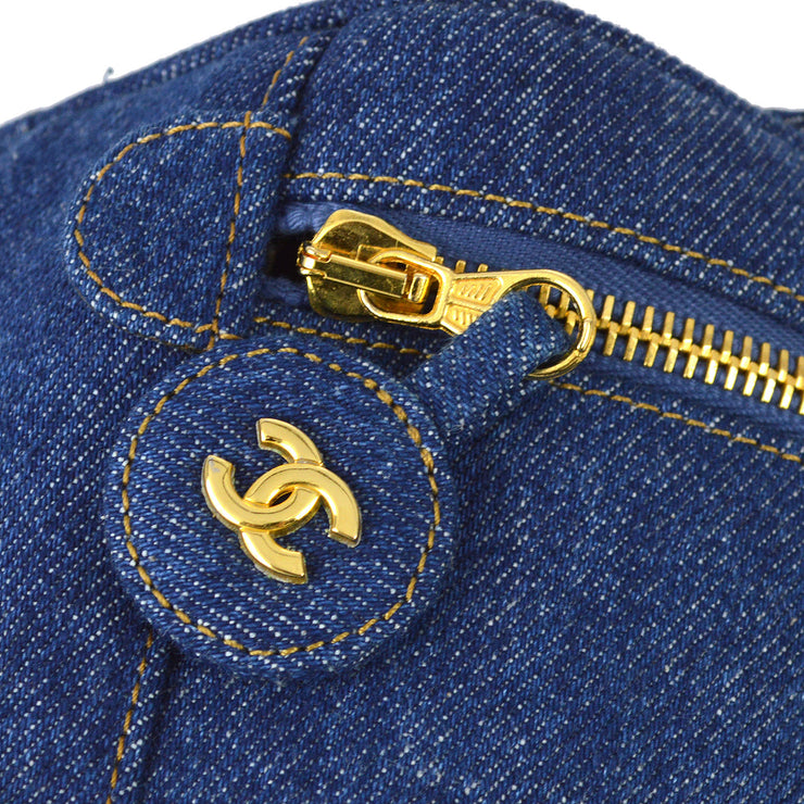Chanel 1996-1997 Blue Denim Timeless Vanity Handbag