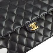 Chanel 2006-2008 Black Lambskin Turnlock Medium Half Flap Shoulder Bag