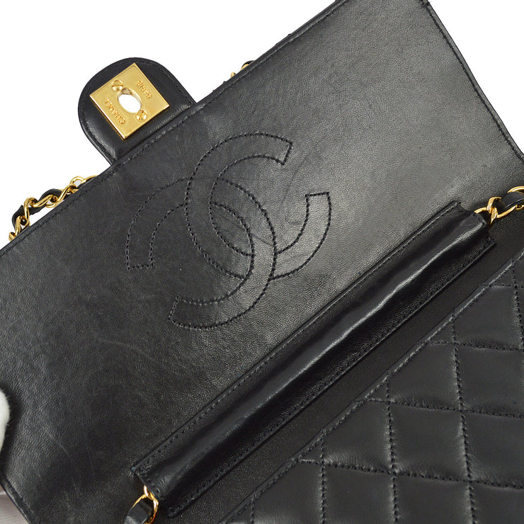 Chanel 2006-2008 Black Lambskin Turnlock Medium Half Flap Shoulder Bag