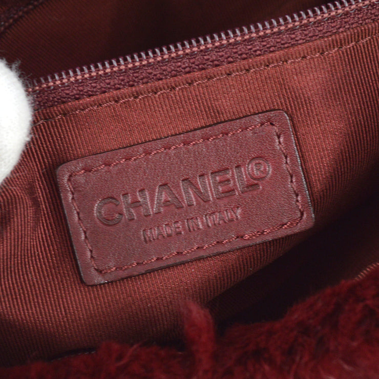 Chanel 2000-2001 Bordeaux Fur Chain Tote Bag
