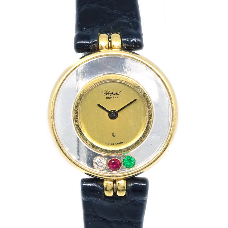 ショパール ハッピーダイヤモンド 腕時計 Ref.20/4801 18KYG クロコダイル