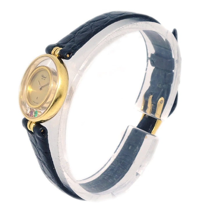 ショパール ハッピーダイヤモンド 腕時計 Ref.20/4801 18KYG クロコダイル
