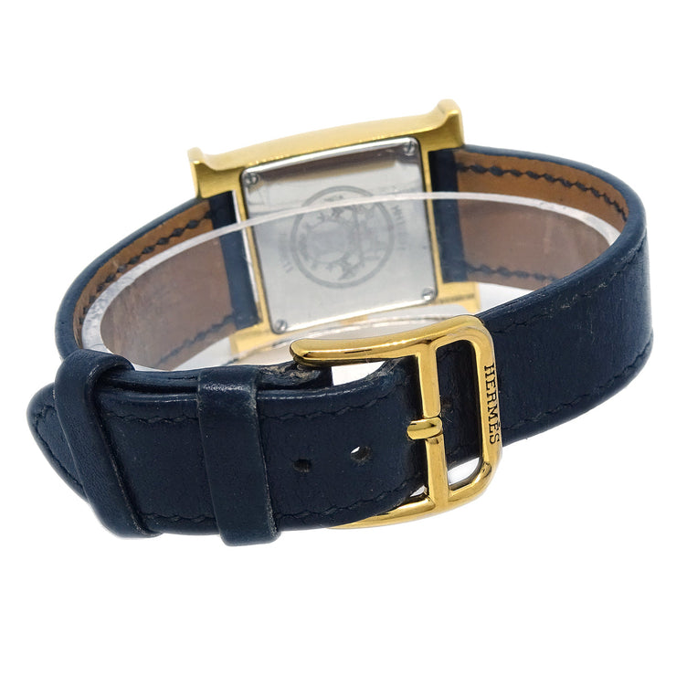 Hermes 2003 H Watch HH1.201 Gold Black Epsom