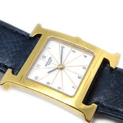 Hermes 2003 H Watch HH1.201 Gold Black Epsom