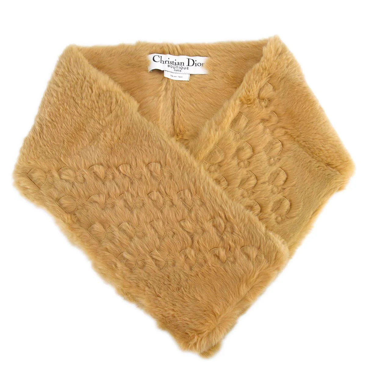 Christian Dior Beige Fur Scarf Stole Small Good