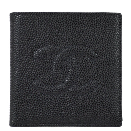 Chanel 2000-2001 Black Caviar Bifold Wallet Purse