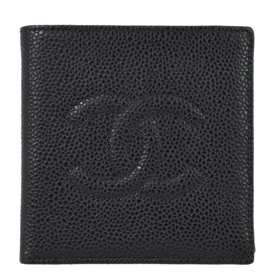 Chanel 2000-2001 Black Caviar Bifold Wallet Purse