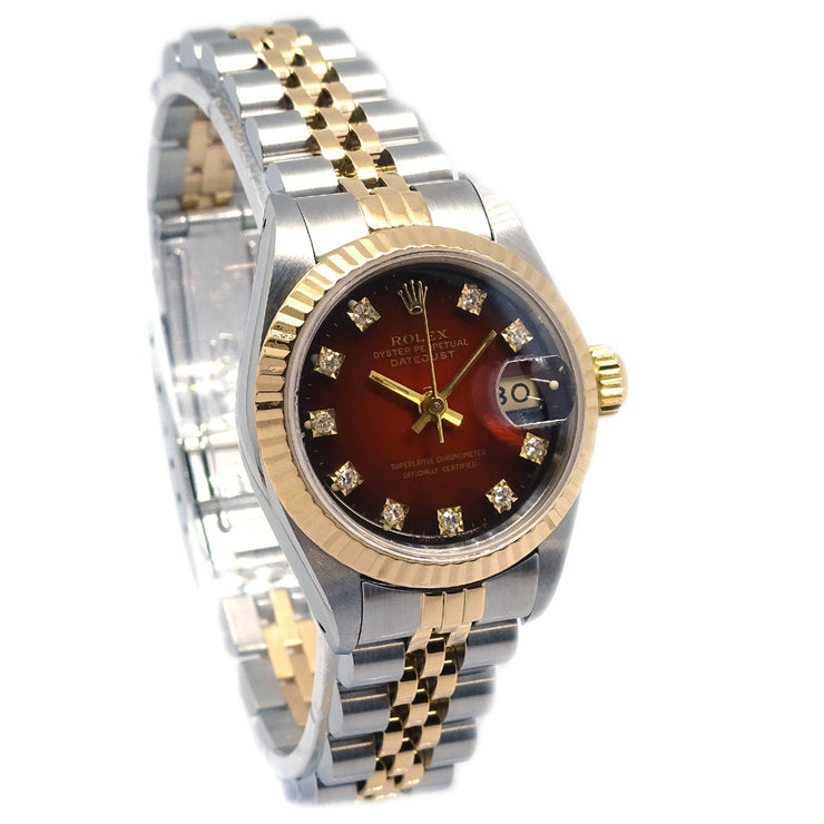 ロレックス オイスターパーペチュアルデイトジャスト 腕時計 Ref.69173G 26mm 18KYG SS ダイヤモンド