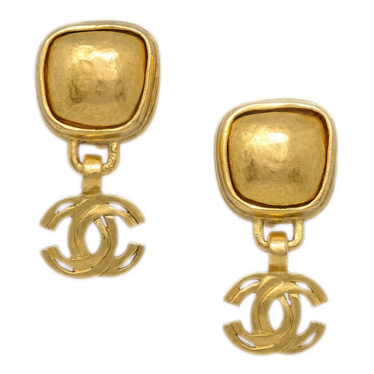 Chanel Dangle Earrings Clip-On Gold 97A