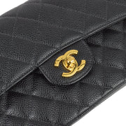 Chanel 2000-2001 Black Caviar Small Classic Double Flap Shoulder Bag