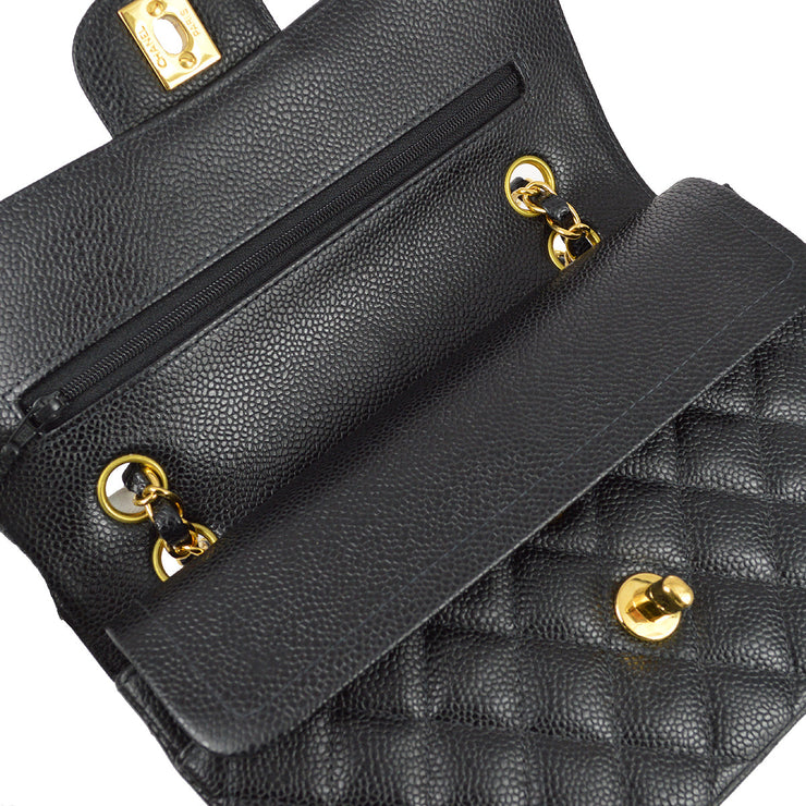 Chanel 2000-2001 Black Caviar Small Classic Double Flap Shoulder Bag
