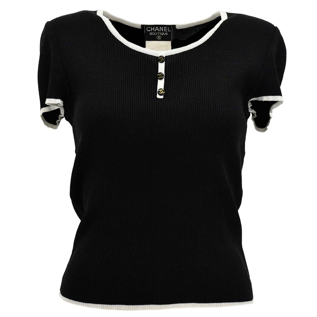 Chanel T-shirt Black 95P #42