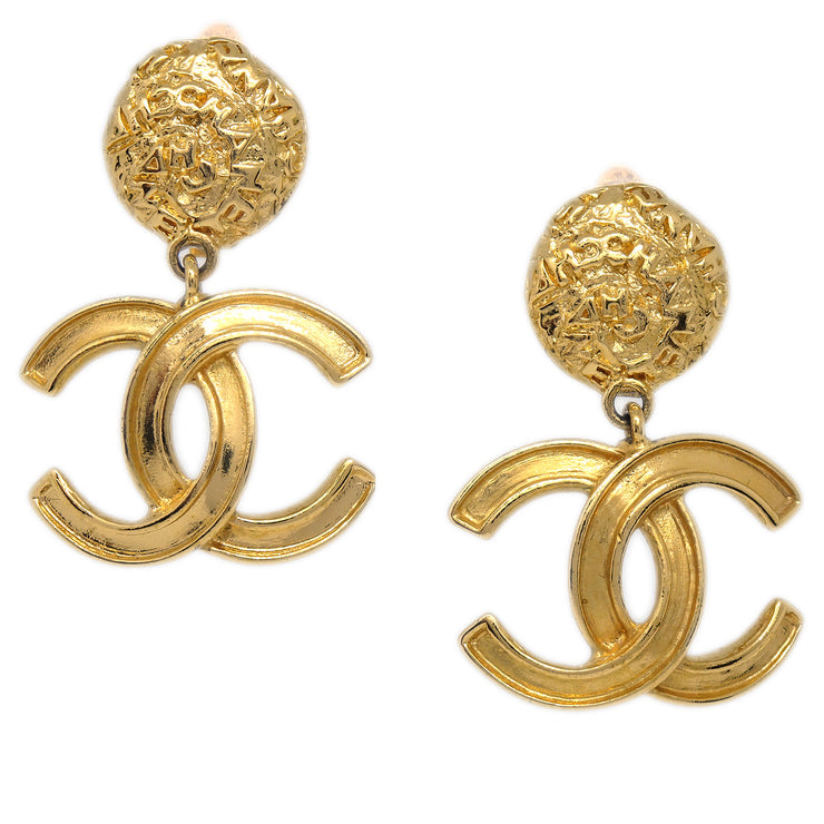 Chanel CC Dangle Earrings Clip-On Gold 95A