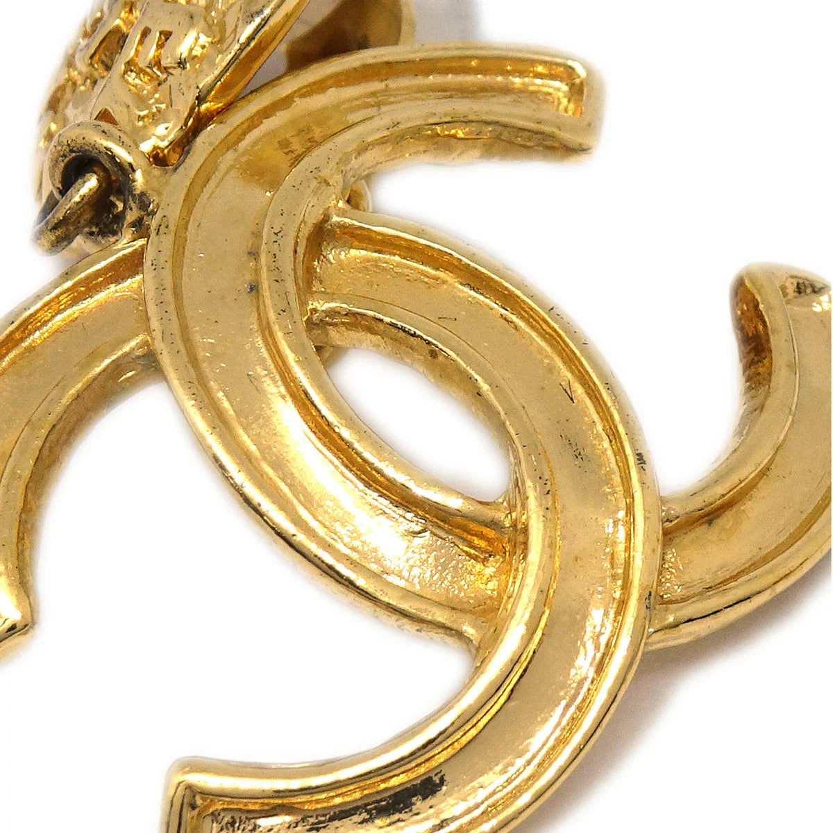 Chanel CC Dangle Earrings Clip-On Gold 95A