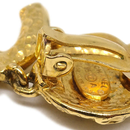 Chanel CC Dangle Earrings Clip-On Gold 95A