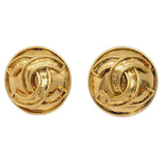 Chanel Button Earrings Clip-On Gold 94P